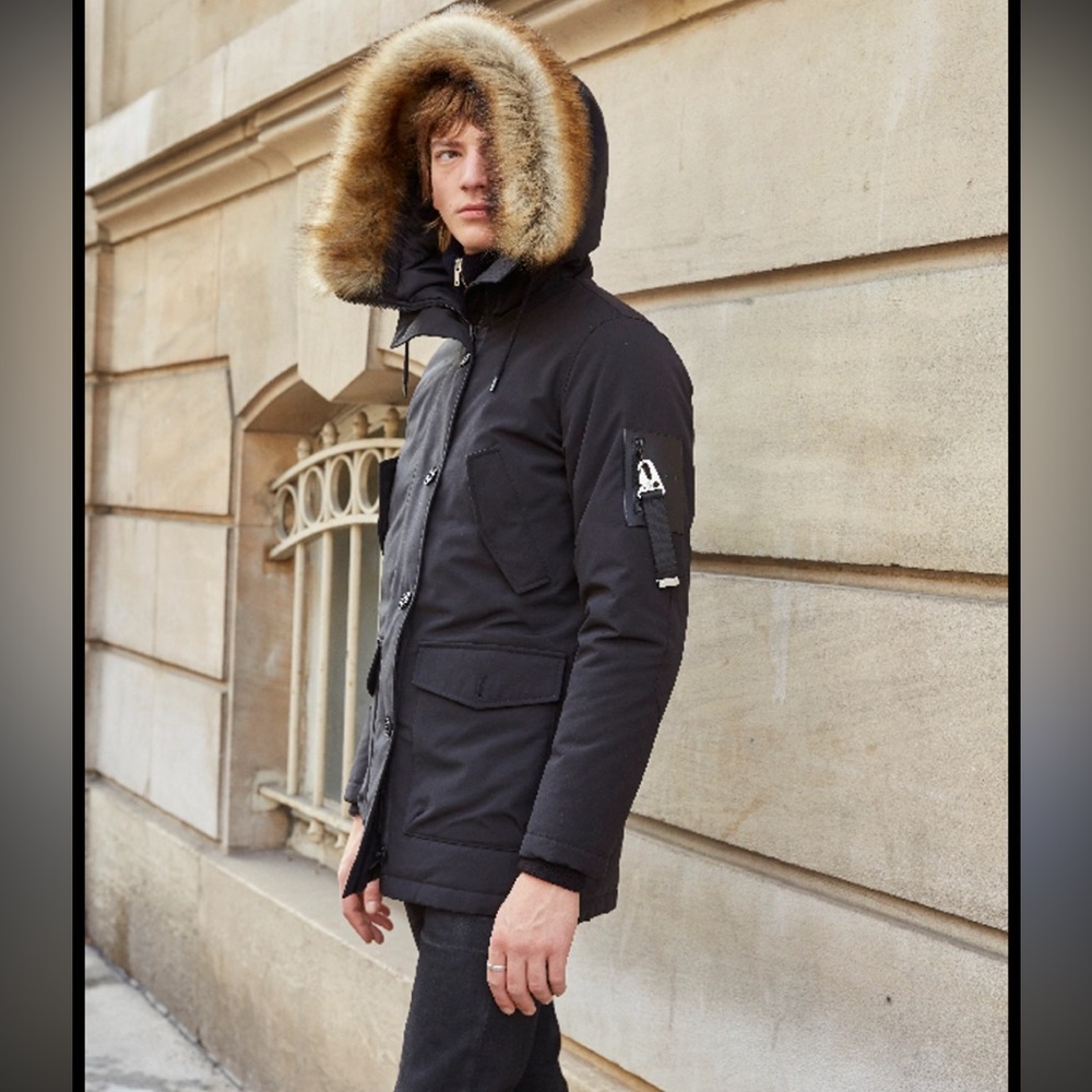 The Kooples Black Jacket with Fur Hood
